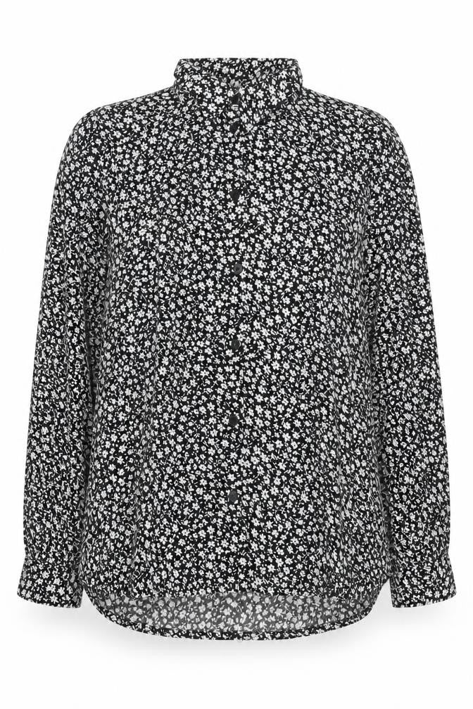 Dorothy Perkins Womens Black Floral Viscose Button-Up Blouse UK 8