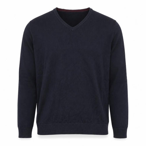 Jack Reid Men's Blue Cotton Blend V-Neck Jumper Size L Long Sleeve