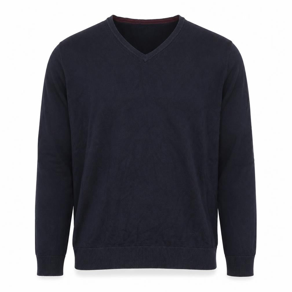 Jack Reid Men's Blue Cotton Blend V-Neck Jumper Size L Long Sleeve