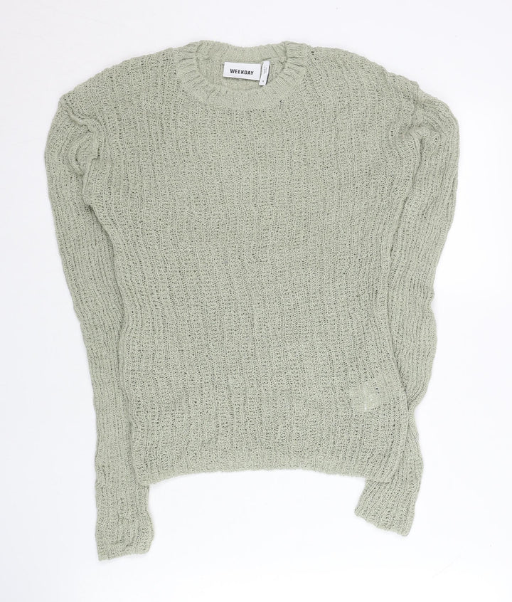 Weekday Women’s Grey Knit Pullover Jumper Size S Crew Neck