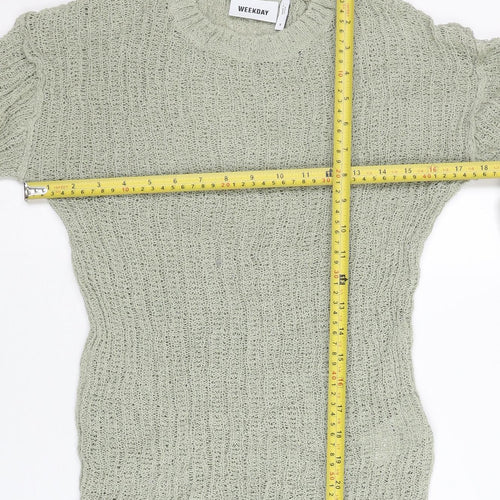 Weekday Women’s Grey Knit Pullover Jumper Size S Crew Neck