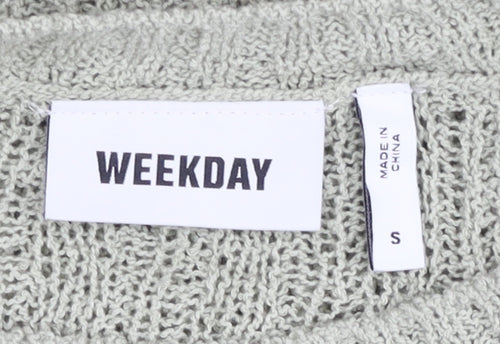Weekday Women’s Grey Knit Pullover Jumper Size S Crew Neck