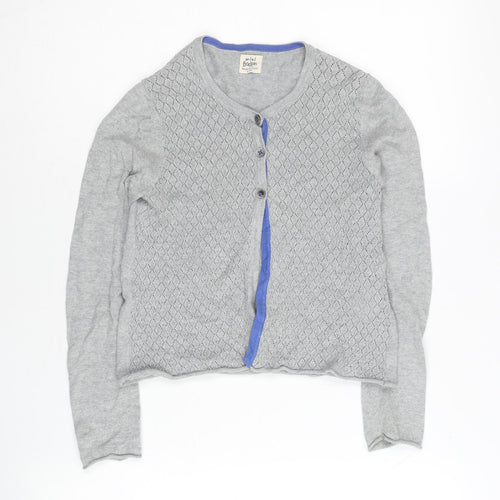 Mini Boden Girls Grey Diamond Knit Cardigan 9-10 Years Cotton Cashmere