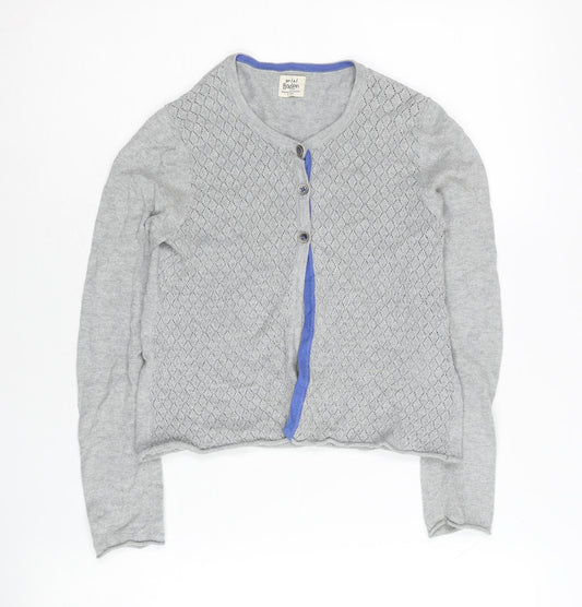 Mini Boden Girls Grey Diamond Knit Cardigan 9-10 Years Cotton Cashmere
