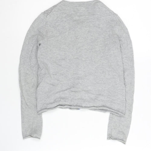 Mini Boden Girls Grey Diamond Knit Cardigan 9-10 Years Cotton Cashmere