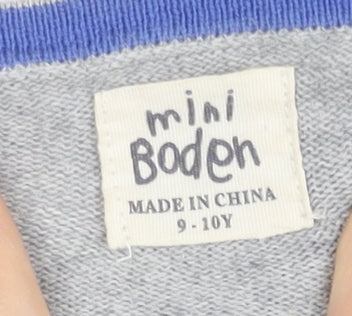 Mini Boden Girls Grey Diamond Knit Cardigan 9-10 Years Cotton Cashmere