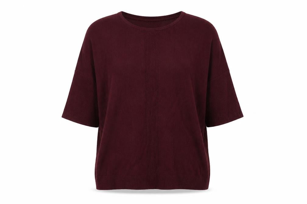 Front view of Warehouse Women Red, size 8, Pullover Short Sleeve Knit Jumper