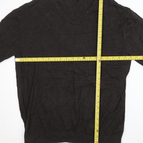 Next Men’s Brown V-Neck Cotton Nylon Jumper Size L Regular Fit
