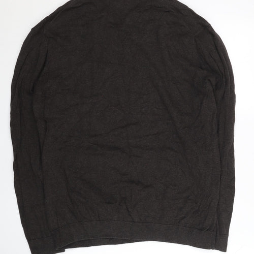 Next Men’s Brown V-Neck Cotton Nylon Jumper Size L Regular Fit