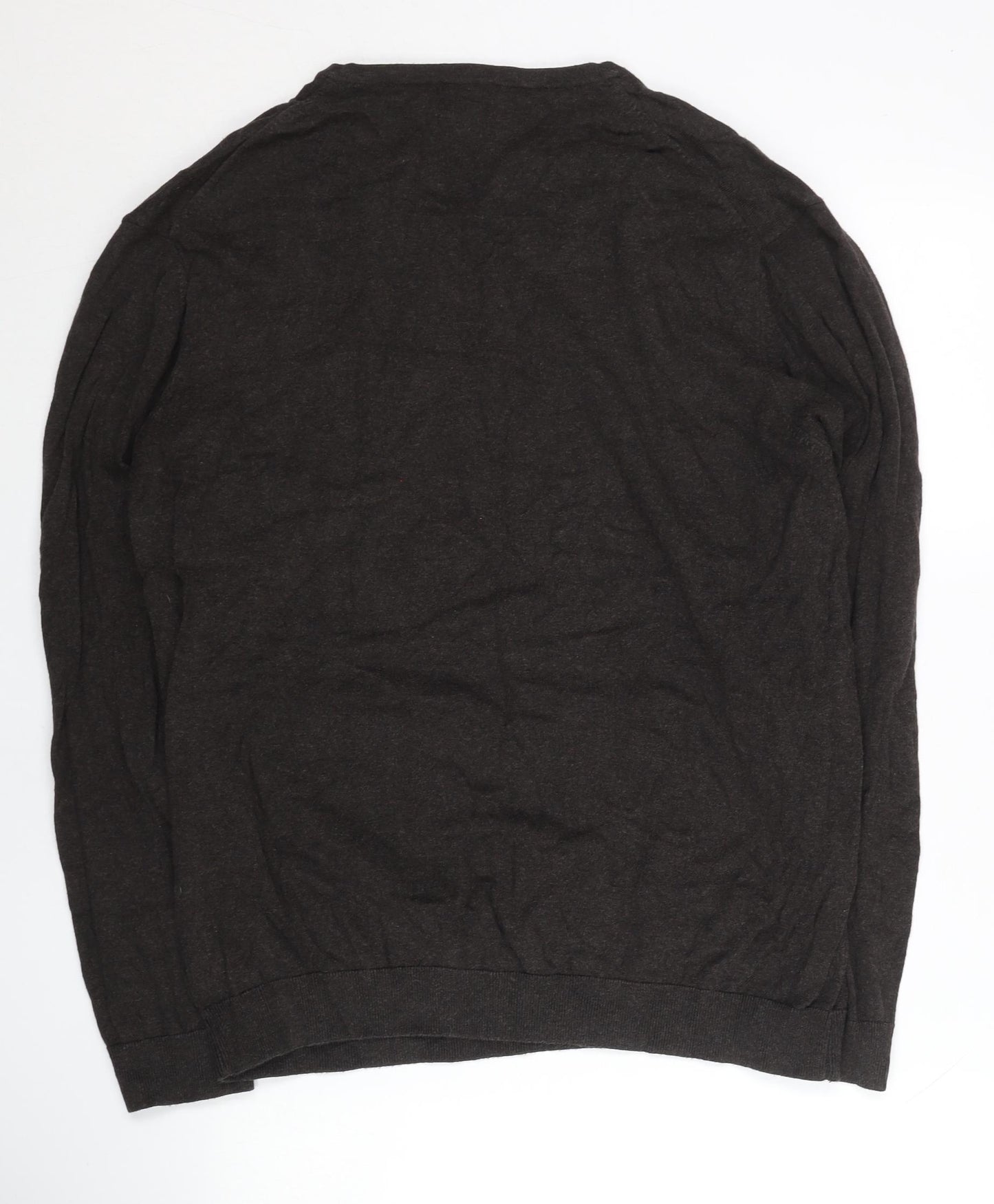 Next Men’s Brown V-Neck Cotton Nylon Jumper Size L Regular Fit