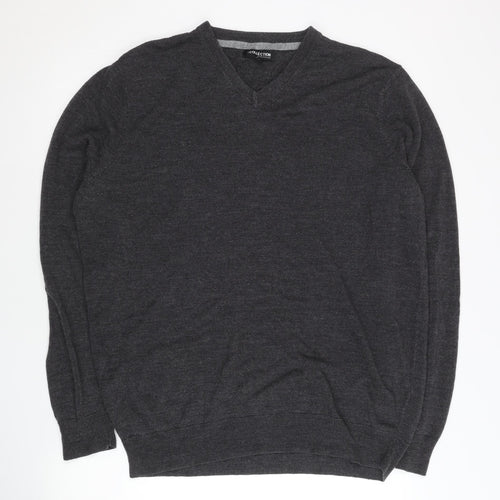Debenhams Men’s Grey V-Neck Acrylic Knit Jumper Size L