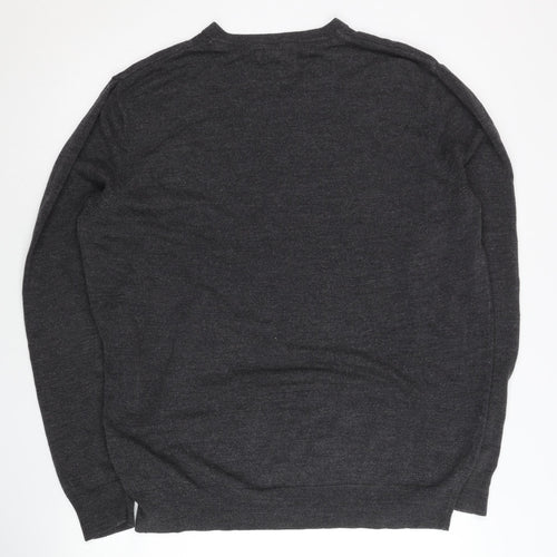 Debenhams Men’s Grey V-Neck Acrylic Knit Jumper Size L
