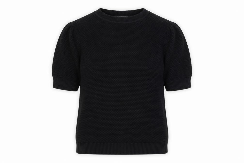 Front view of VILA women’s black xs knit puff sleeve jumper
