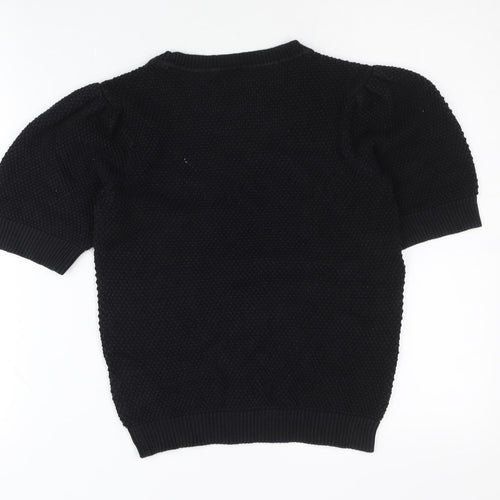 Vila Womens Black XS Knit Puff Sleeve Pullover Jumper
