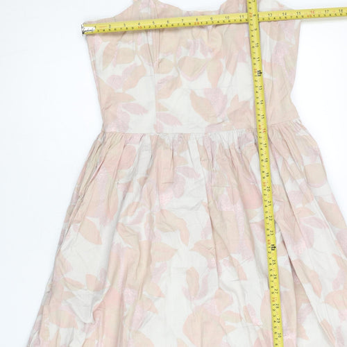 H&M Women’s Pink Floral Fit & Flare Cotton Dress Size 12