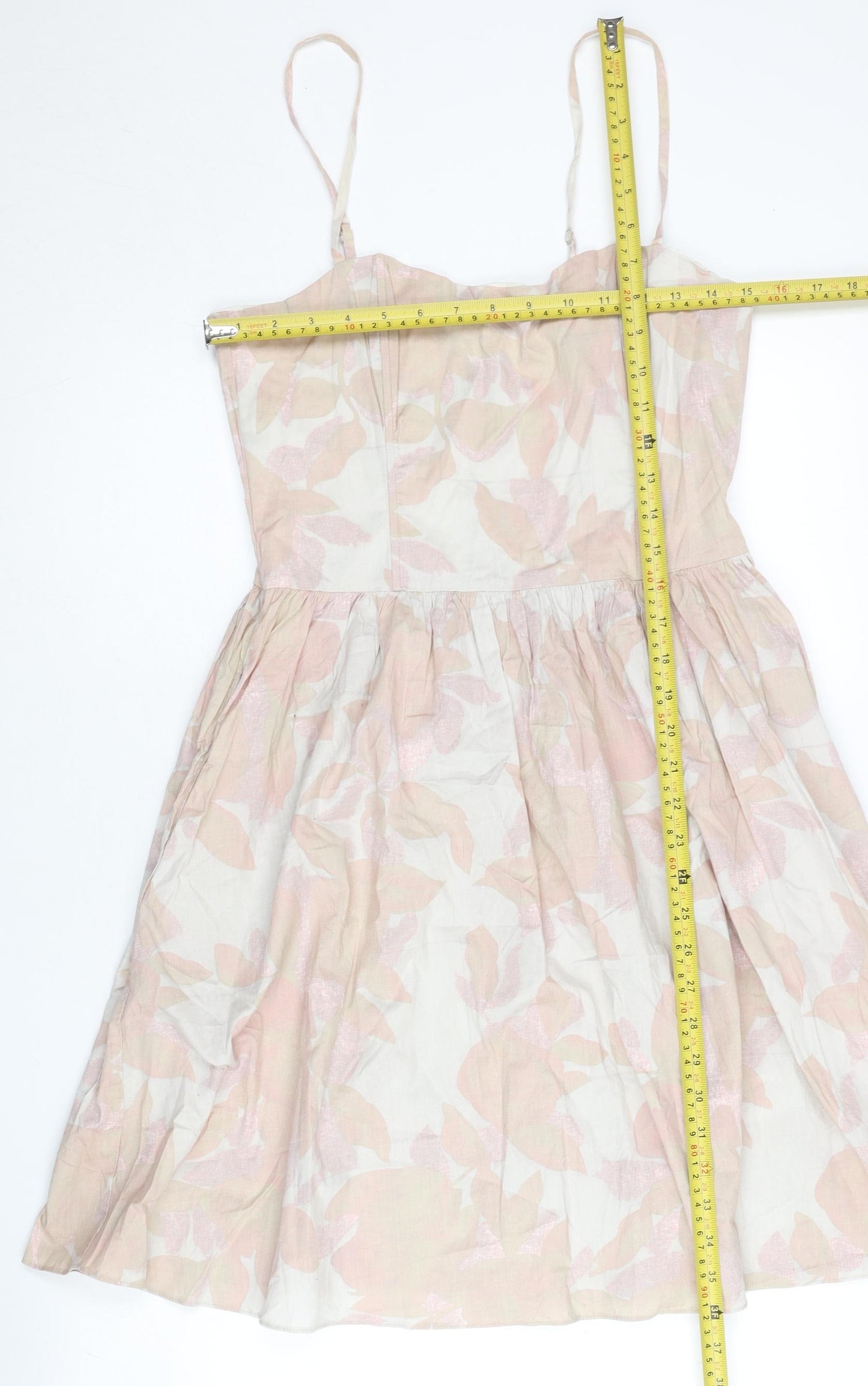 H&M Women’s Pink Floral Fit & Flare Cotton Dress Size 12
