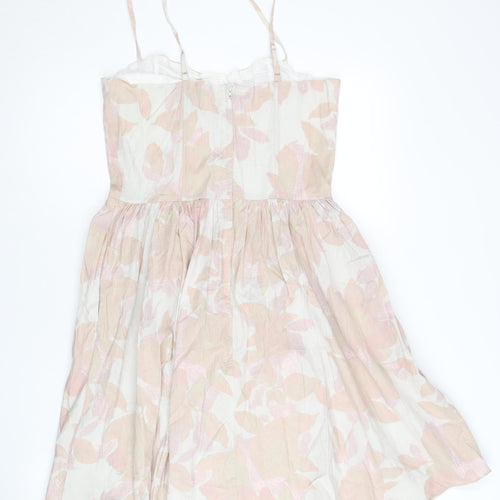 H&M Women’s Pink Floral Fit & Flare Cotton Dress Size 12