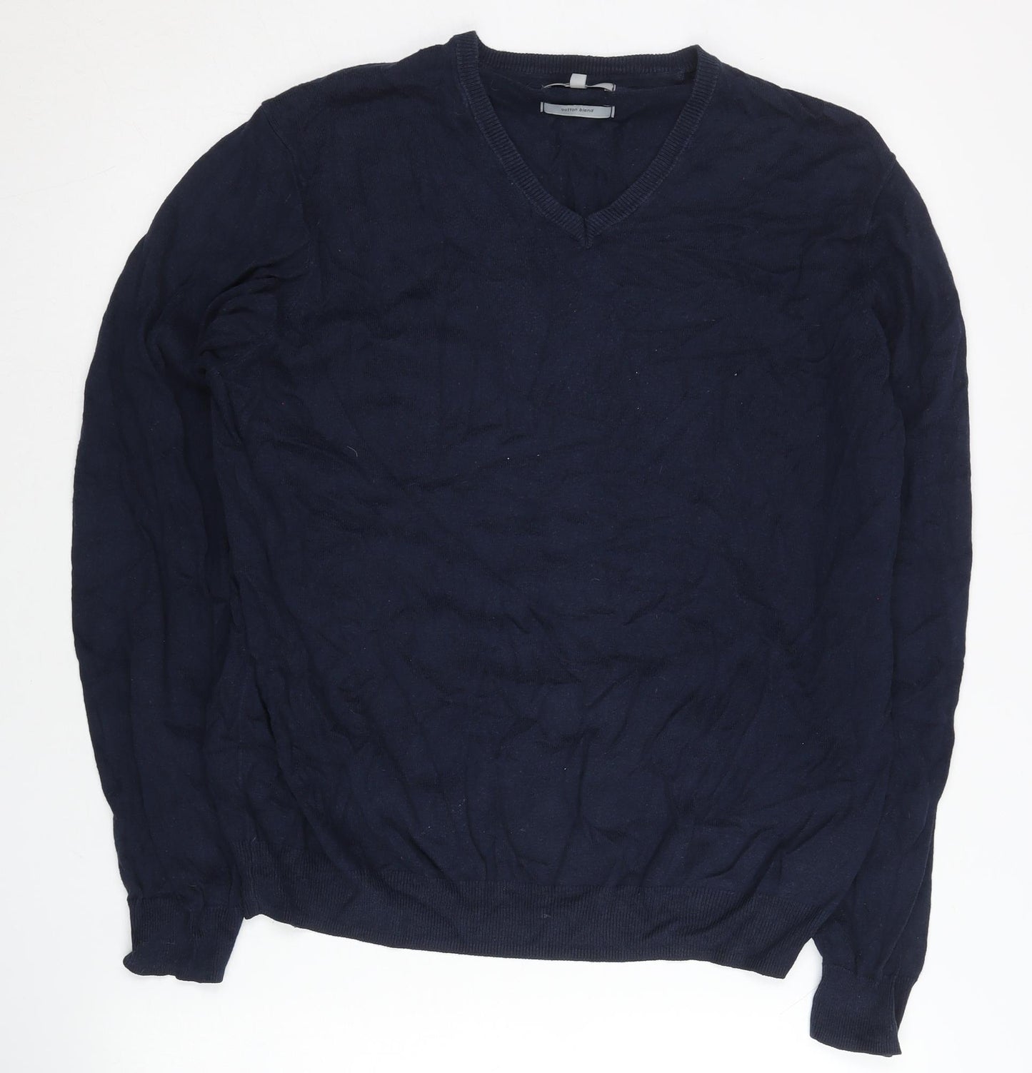 Marks and Spencer Men’s Blue L V-Neck Regular Fit Cotton Jumper