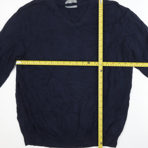 Marks and Spencer Men’s Blue L V-Neck Regular Fit Cotton Jumper