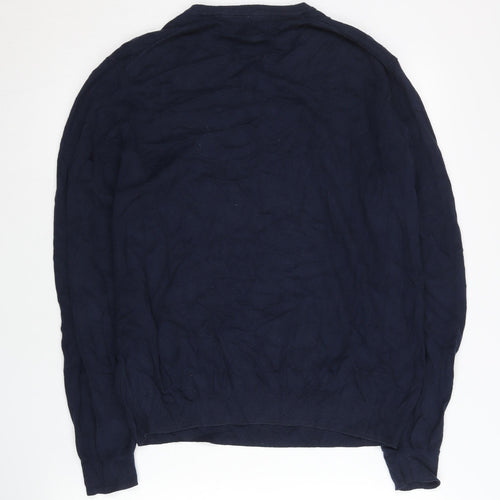 Marks and Spencer Men’s Blue L V-Neck Regular Fit Cotton Jumper