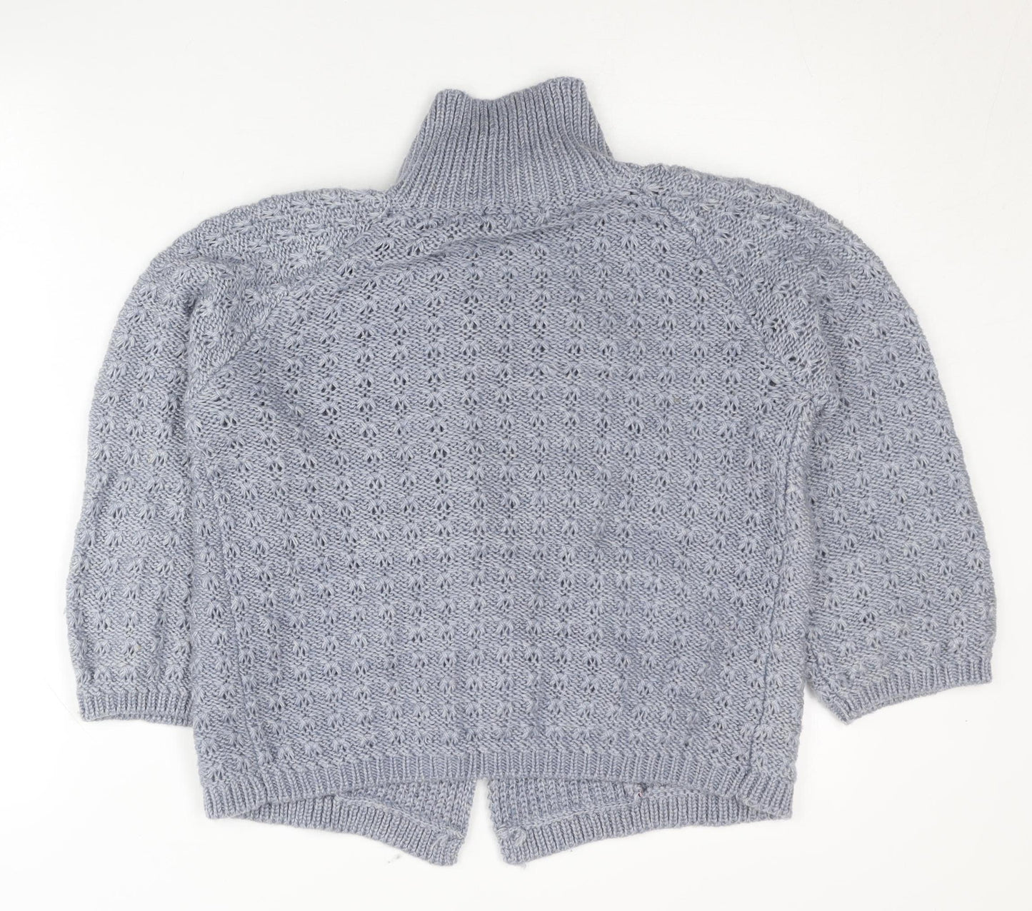 Inverse Womens Grey High Neck Chunky Knit Cardigan M 3/4 Sleeve