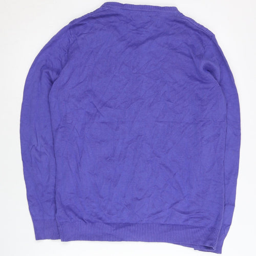 Tulchan Womens Purple Cotton Button Cable Knit Cardigan L