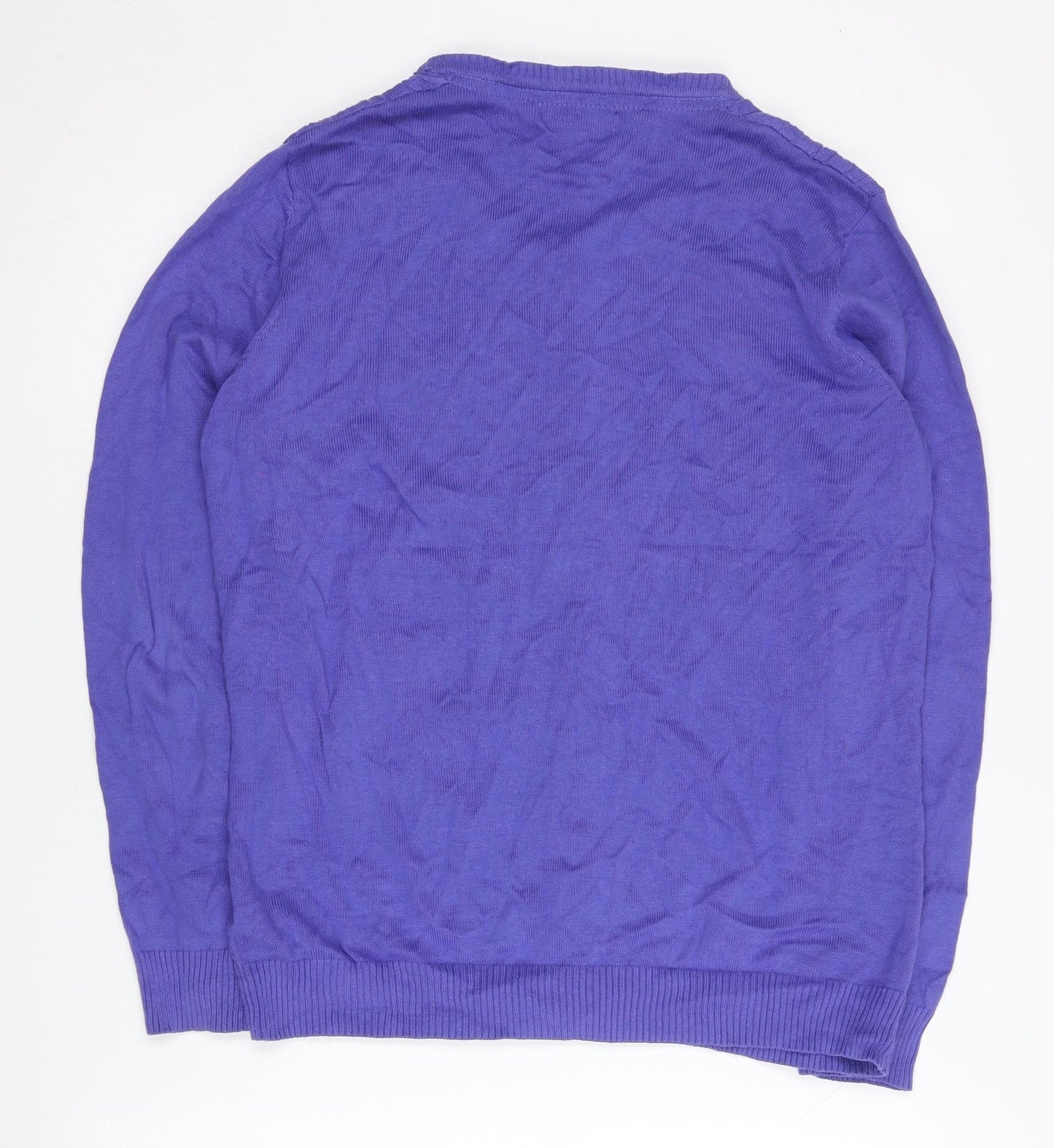 Tulchan Womens Purple Cotton Button Cable Knit Cardigan L