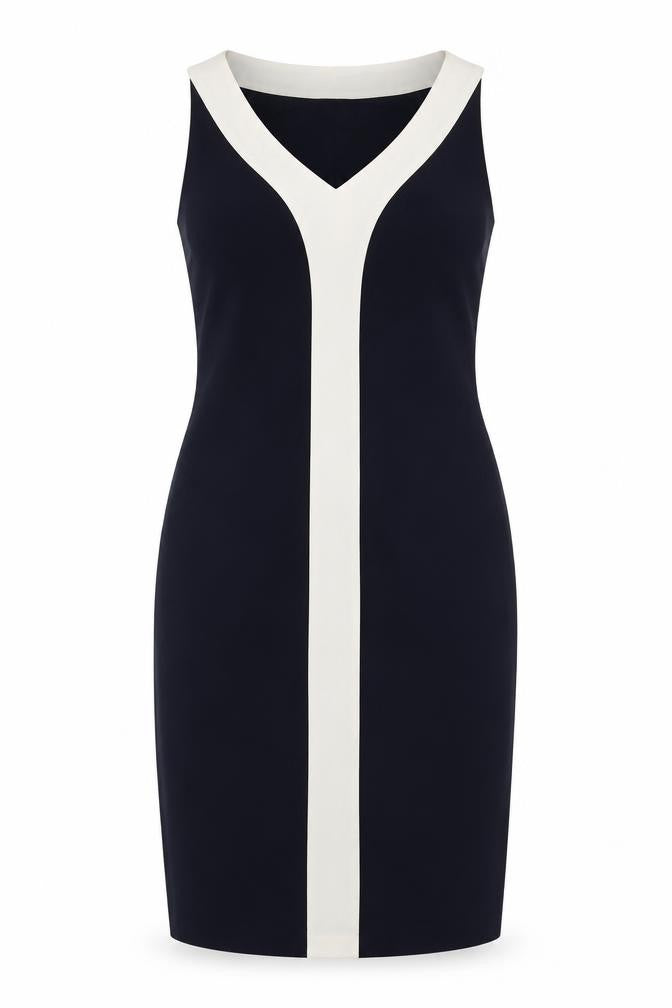 Apart Impressions Women’s Black White Sheath Dress UK 12 V-Neck