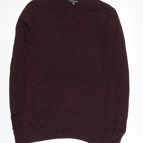 Warehouse Womens Purple Crew Neck Jumper UK 12 Long Sleeve Knit