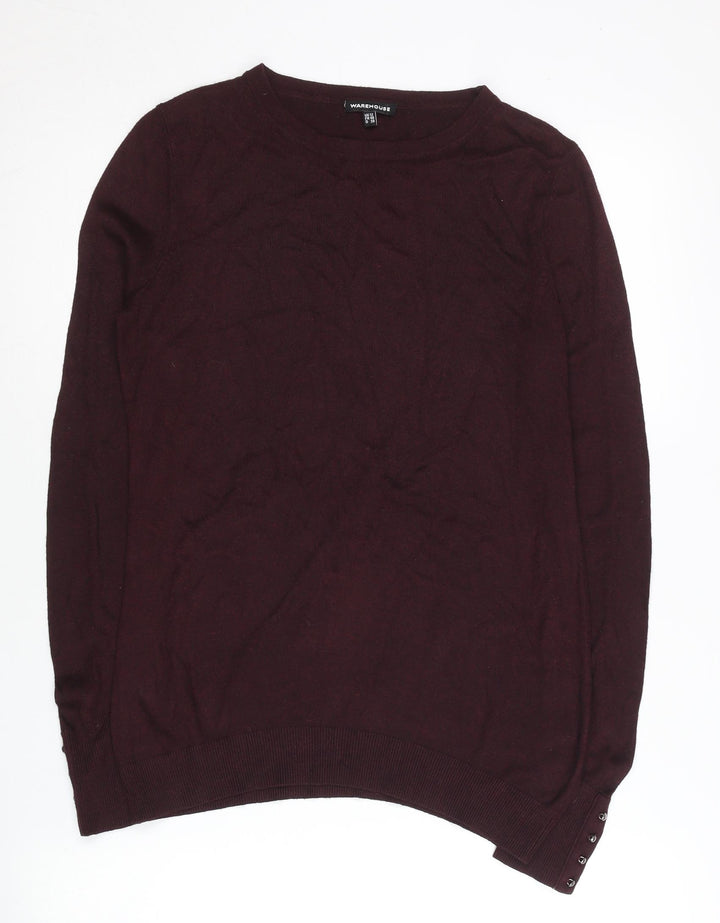 Warehouse Womens Purple Crew Neck Jumper UK 12 Long Sleeve Knit