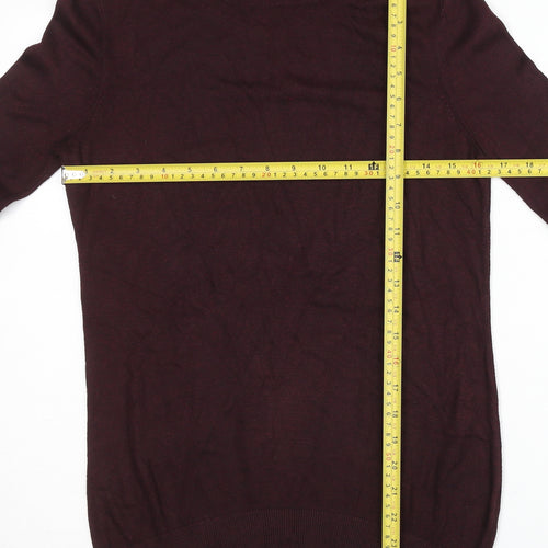 Warehouse Womens Purple Crew Neck Jumper UK 12 Long Sleeve Knit