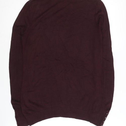 Warehouse Womens Purple Crew Neck Jumper UK 12 Long Sleeve Knit