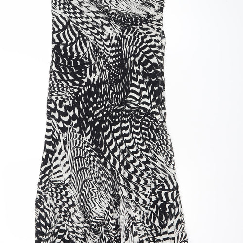 White House Black Market Women’s Black White One Shoulder Asymmetric Dress Size 8