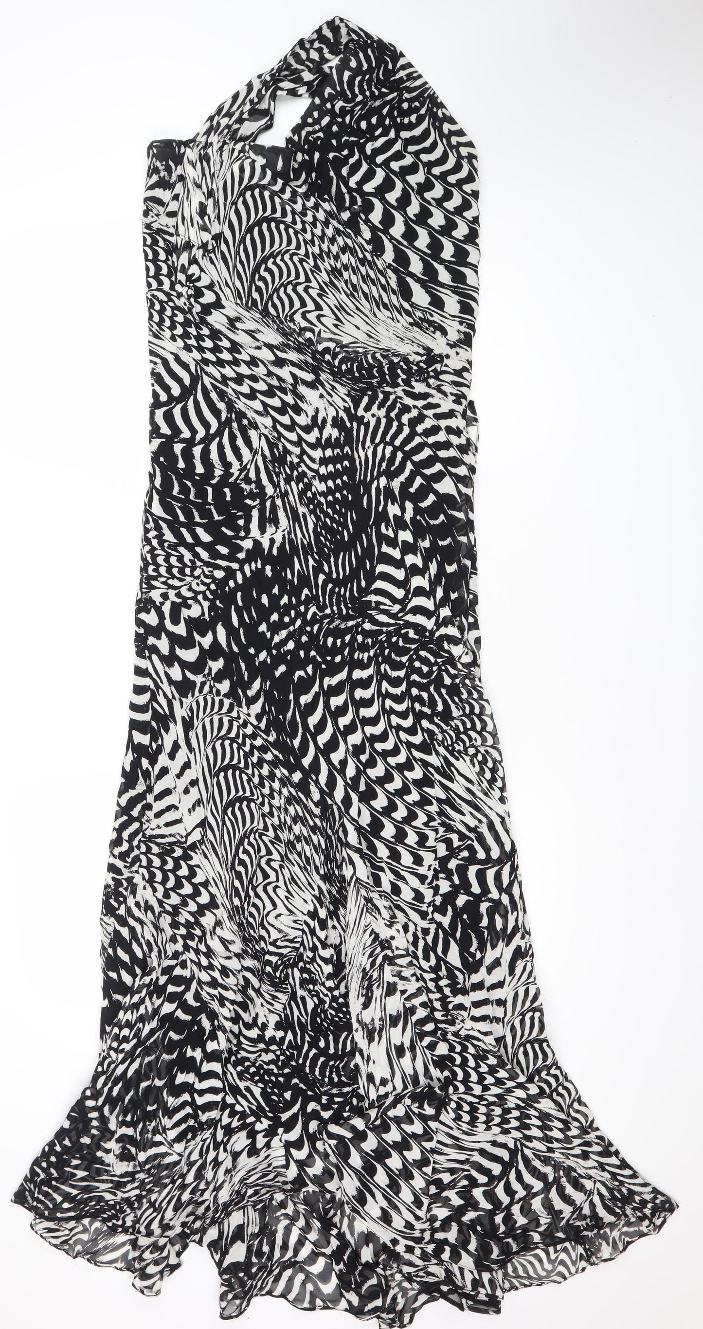 White House Black Market Women’s Black White One Shoulder Asymmetric Dress Size 8