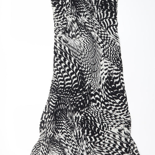White House Black Market Women’s Black White One Shoulder Asymmetric Dress Size 8