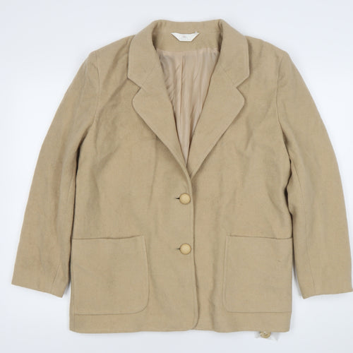 Choices Women’s Beige Wool Blend Blazer Jacket Size 14 Long Sleeve