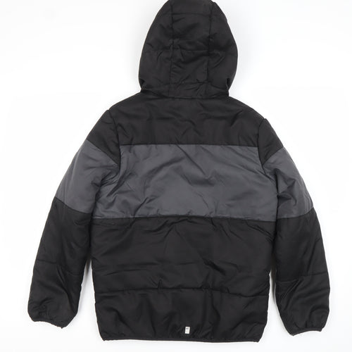 Regatta Boys Black Grey Puffer Jacket 11-12 Years Hooded Winter Coat