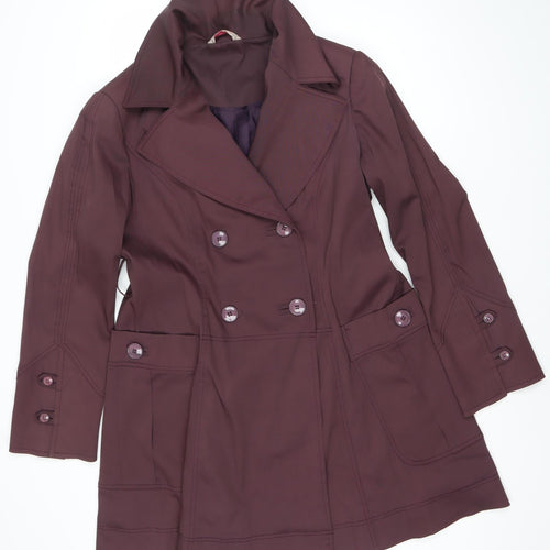 Lucy London Womens Purple Cotton Blend Mid-Length Pea Coat Size 12