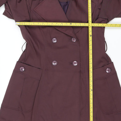 Lucy London Womens Purple Cotton Blend Mid-Length Pea Coat Size 12