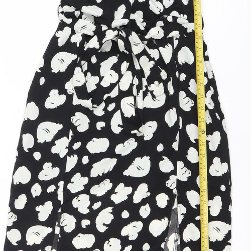 French Connection Women’s Black Animal Print Midi Wrap Dress Size 6