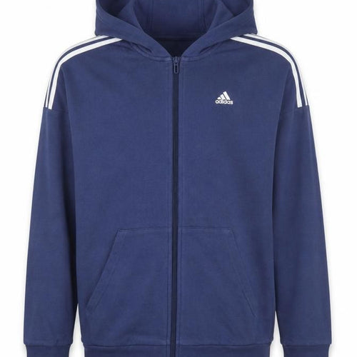 Adidas Boys Blue Full Zip Hoodie 15-16Y XL Sports Logo Activewear