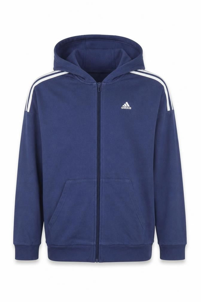 Adidas Boys Blue Full Zip Hoodie 15-16Y XL Sports Logo Activewear