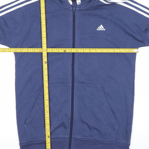 Adidas Boys Blue Full Zip Hoodie 15-16Y XL Sports Logo Activewear