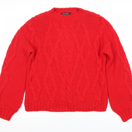 Casa Collection Womens Red Chunky Knit Acrylic Jumper Size 6