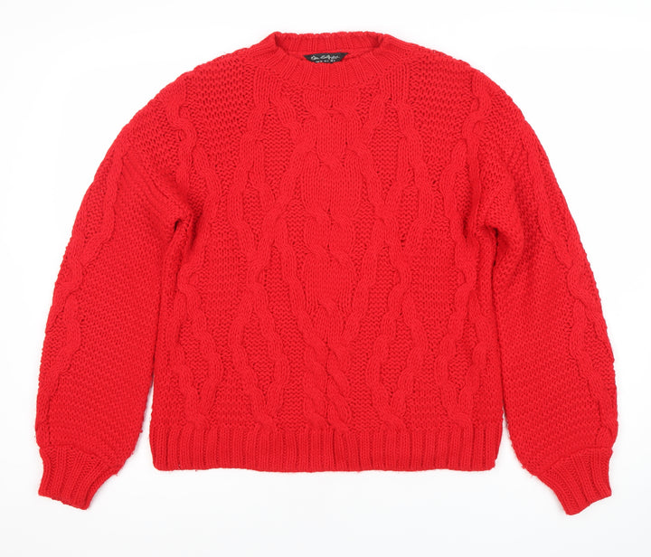 Casa Collection Womens Red Chunky Knit Acrylic Jumper Size 6