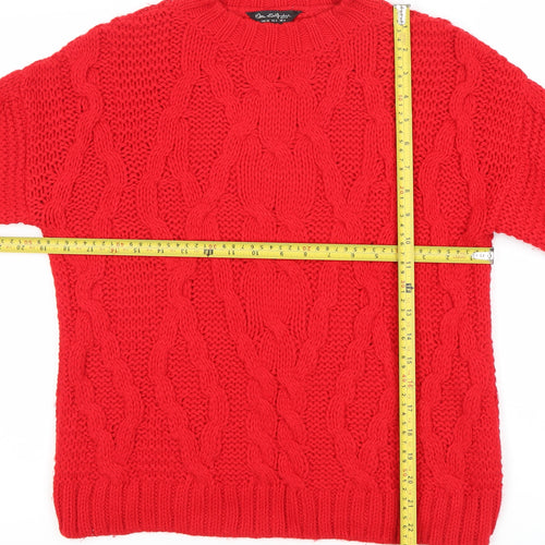 Casa Collection Womens Red Chunky Knit Acrylic Jumper Size 6