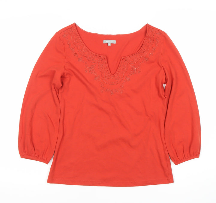 Marks and Spencer Per Una Women's Red Embroidered Tunic Blouse Size 10