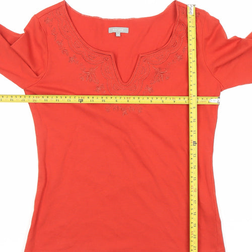 Marks and Spencer Per Una Women's Red Embroidered Tunic Blouse Size 10