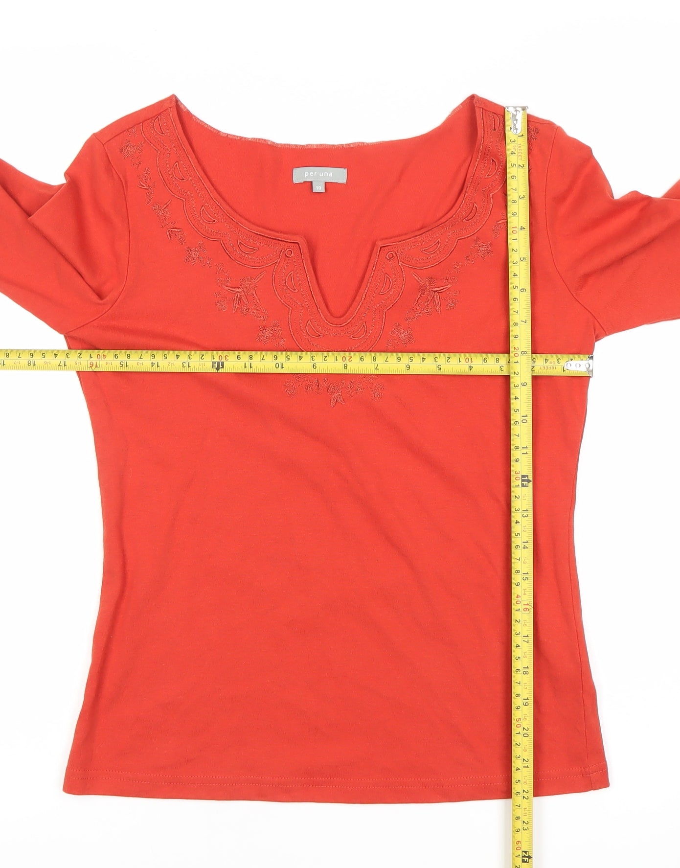 Marks and Spencer Per Una Women's Red Embroidered Tunic Blouse Size 10