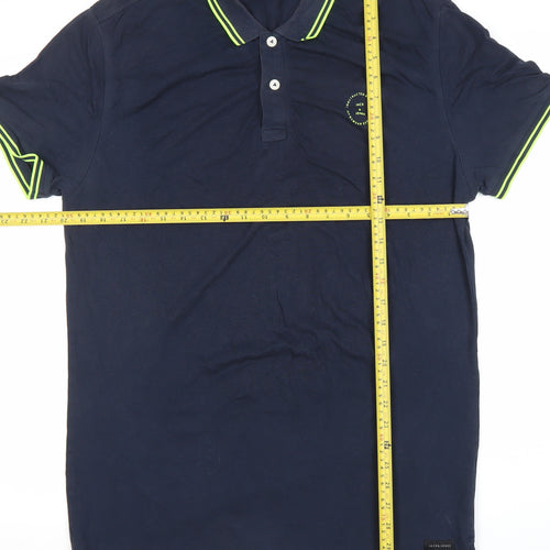 Jack & Jones Men’s Navy Blue Polo Shirt Size L Cotton Blend